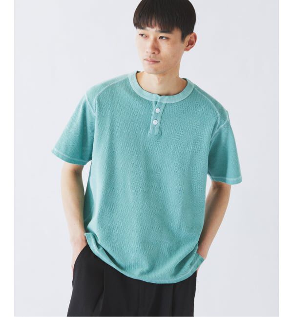JOURNAL STANDARD relume「《予約》製品染め ワッフル調 ピケ ヘンリーネックTシャツ」|Tシャツ・カットソー|ブルー C