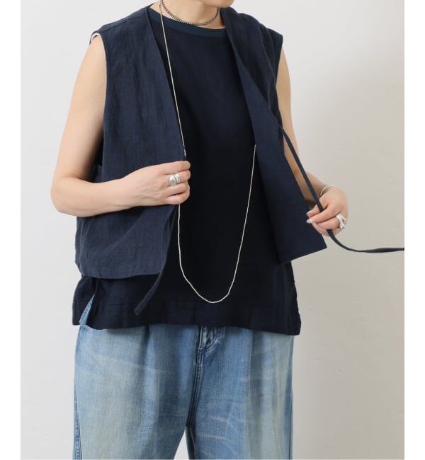 journal standard luxe「リネンキャンバス ノットベスト」|ダウンベスト・ベスト|ネイビー