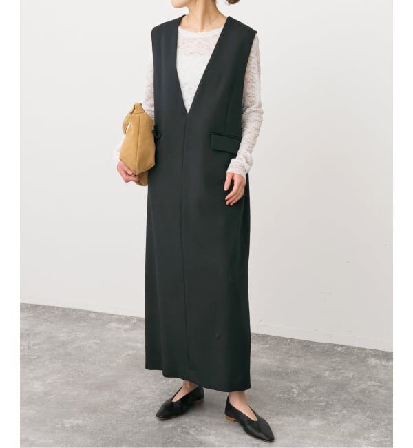 Spick and Span「《WEB限定 / 追加》ダブルクロスVネックワンピース」|ワンピース|ブラック