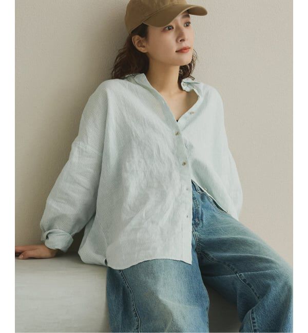 Spick and Span「《追加》 80リネンカシュクール ビッグシャツ」|シャツ・ブラウス|