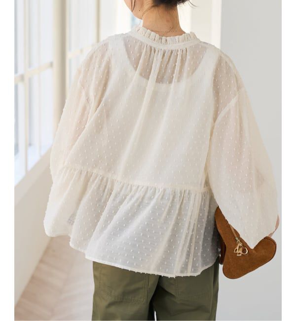 Spick and Span「《WEB限定》ドビードットフリルリボンブラウス」|シャツ・ブラウス|