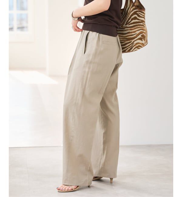 Spick and Span「《手洗い可》ハイブリッドリネンイージーパンツ」|スラックス|ベージュ