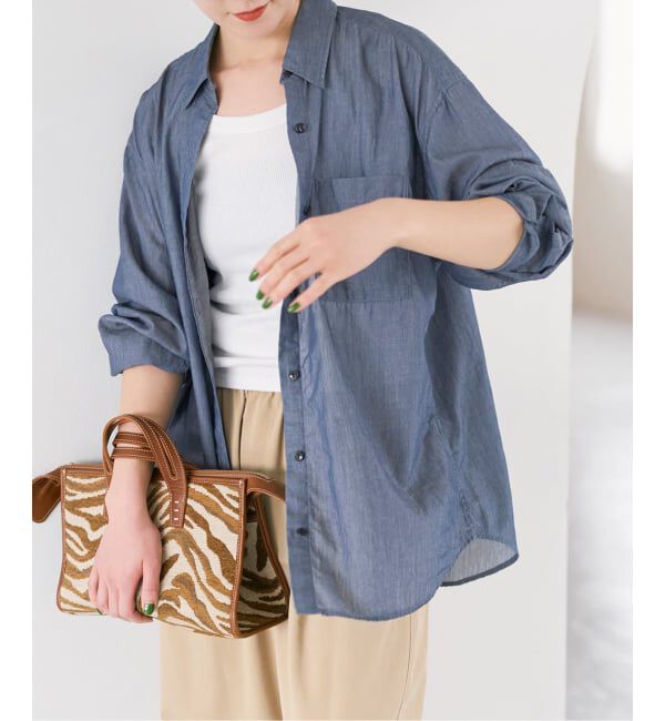 Spick and Span「2.25オンスシアーデニムシャツ」|シャツ・ブラウス|ブルー A