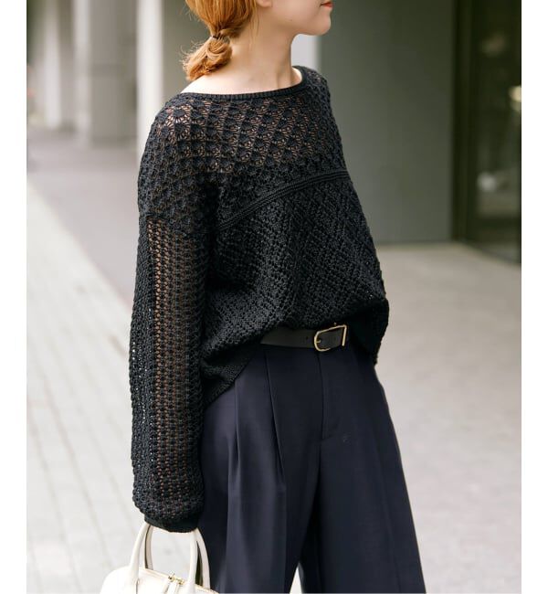 Spick and Span「《WEB限定 / 追加》透かし編みボートネックニット」|ニット・セーター|