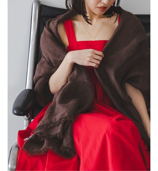 NOBLE「《NOBLE別注カラー》THROW/スロー Light Linen Color Stole」|ストール|ブラウン