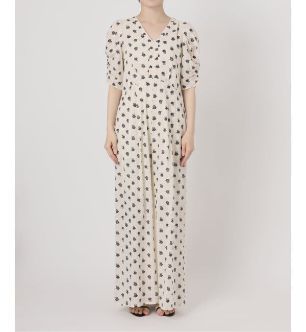 Spick and Span「《別注 / 予約》ne Quittez pas / ヌキテパ  Cotton Dobby Stripe Flower Print Al*」|オールインワン|