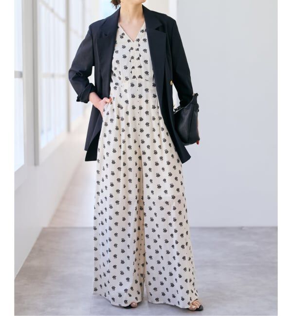 Spick and Span「《別注 / 予約》ne Quittez pas / ヌキテパ  Cotton Dobby Stripe Flower Print Al*」|オールインワン|
