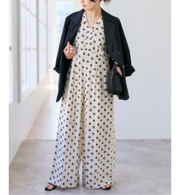 Spick and Span「《別注 / 予約》ne Quittez pas / ヌキテパ  Cotton Dobby Stripe Flower Print Al*」|オールインワン|