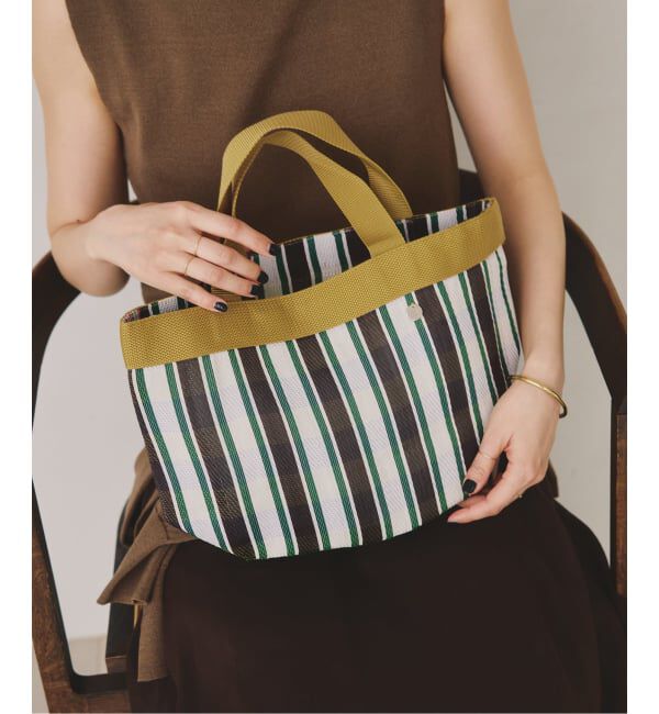 Spick and Span「《予約》ne Quittez pas / ヌキテパ Multi Stripe Mesh Small Bag」|ハンドバッグ|ブラウン