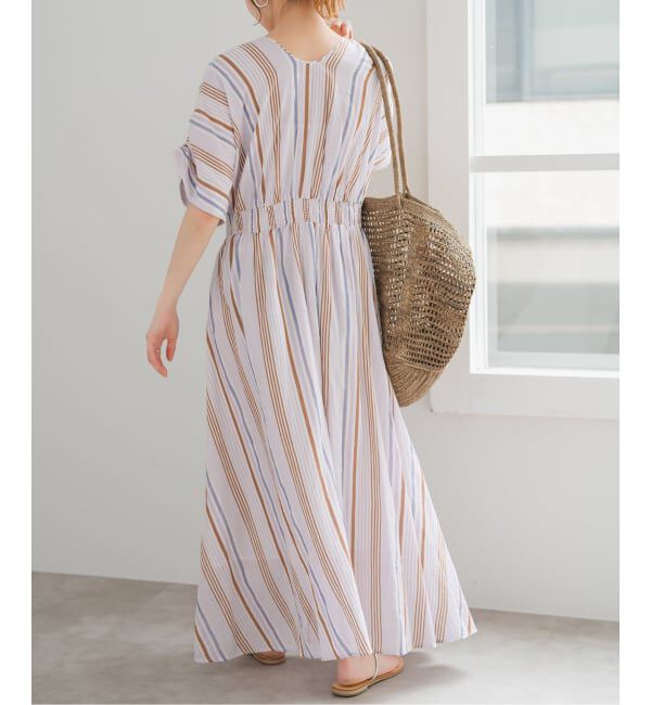 Spick and Span「《WEB限定 / 追加予約》ne Quittez pas Cotton Voile Stripe Waist Gather Dress」|ワンピース|