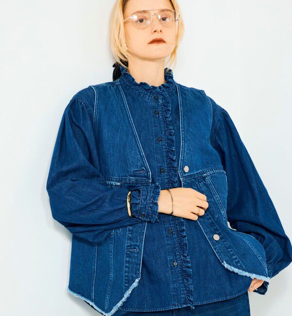 Rie Miller「【RM denim】Vネックデニムベスト」|ベスト・ジレ|