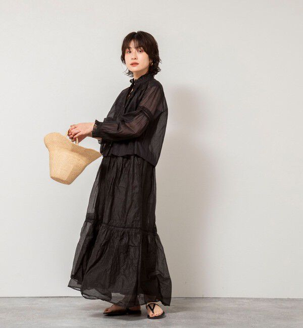 NOLLEY'S sophi「【MARILYN MOON】sheer starched cotton lace tieredスカート」|フレア|