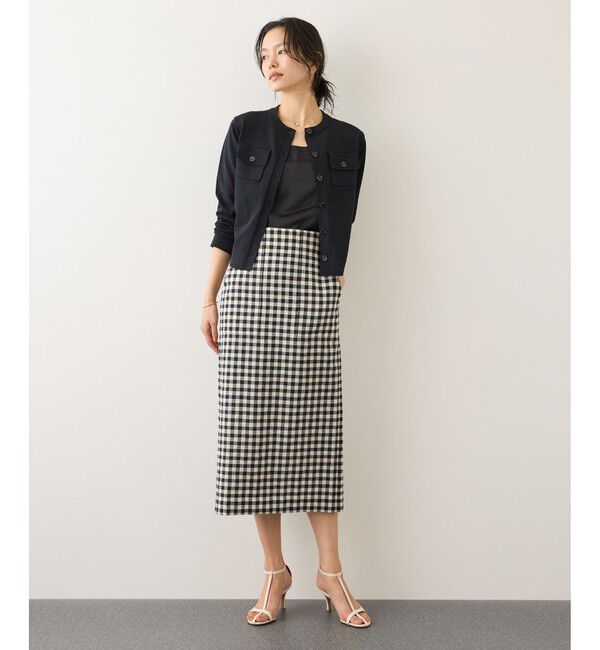 ROPE「[美人スカート]別注リネン混ギンガムチェックポケット付きタイトスカート/26SS・イージーケア」|スカート|