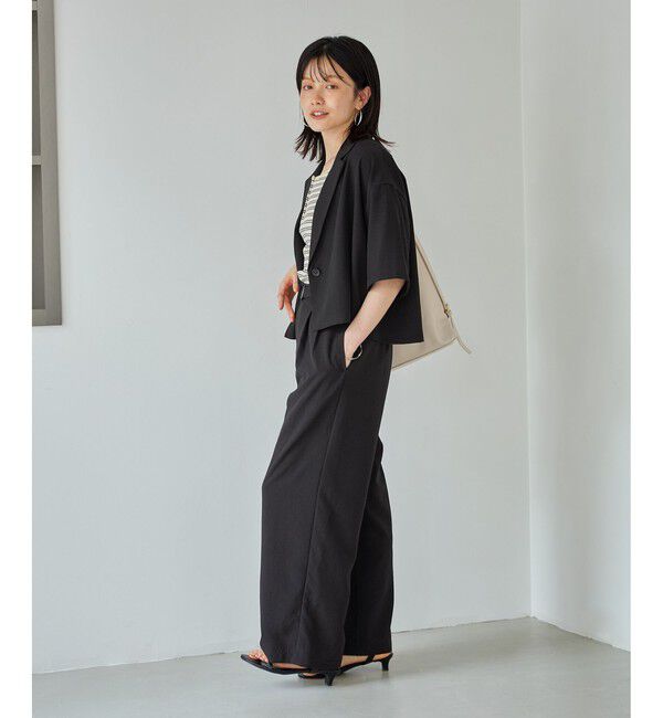 Rope&rsquo;Picnic「【ちゃんと+かわいい保証】エアリーリネンライク ハーフスリーブジャケット/接触冷感・UVカット・速乾」|テーラードジャケット|