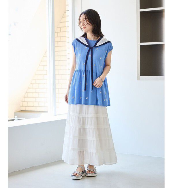 Rope&rsquo;Picnic「【ちゃんと+かわいい保証】シャーベットニット 刺繍シアーペプラムニット/UVケア・接触冷感」|ニット・セーター|