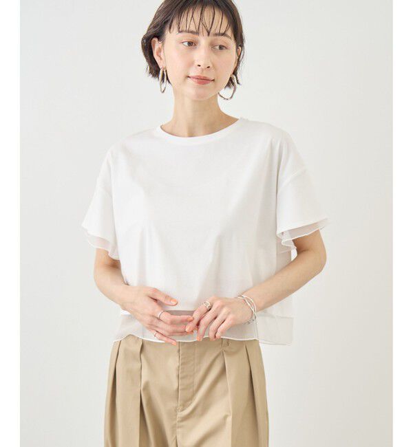 Rope&rsquo;Picnic「70シルケットシアードッキングトップス/着丈が選べる・UVカット・接触冷感」|Tシャツ・カットソー|