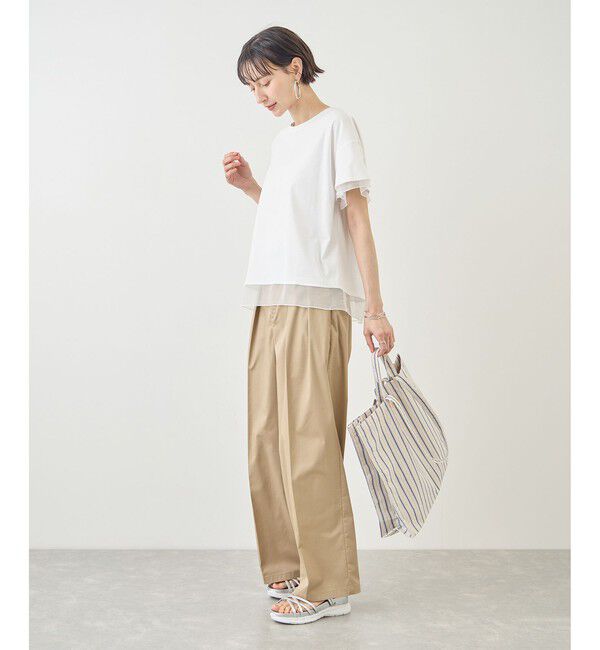 Rope&rsquo;Picnic「70シルケットシアードッキングトップス/着丈が選べる・UVカット・接触冷感」|Tシャツ・カットソー|