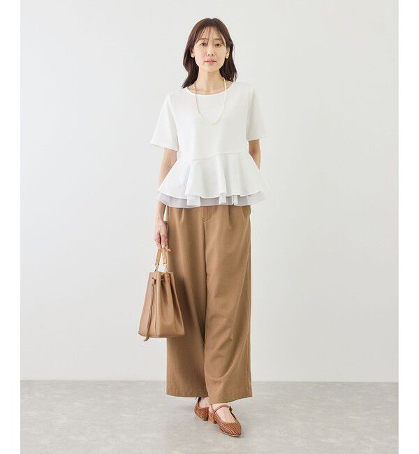 Rope&rsquo;Picnic「裾フリル異素材ドッキングカットトップス」|Tシャツ・カットソー|