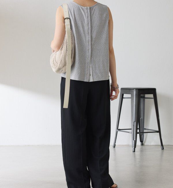  「【ドライタッチ/前後2WAYで着れる】リネンライクカットタンクトップ」|Tシャツ・カットソー|