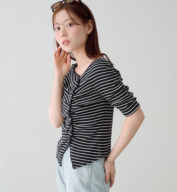  「ギャザーテレコ半袖カーディガン」|Tシャツ・カットソー|