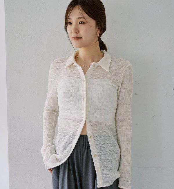  「襟付きシャーリングシャツ」|シャツ・ブラウス|