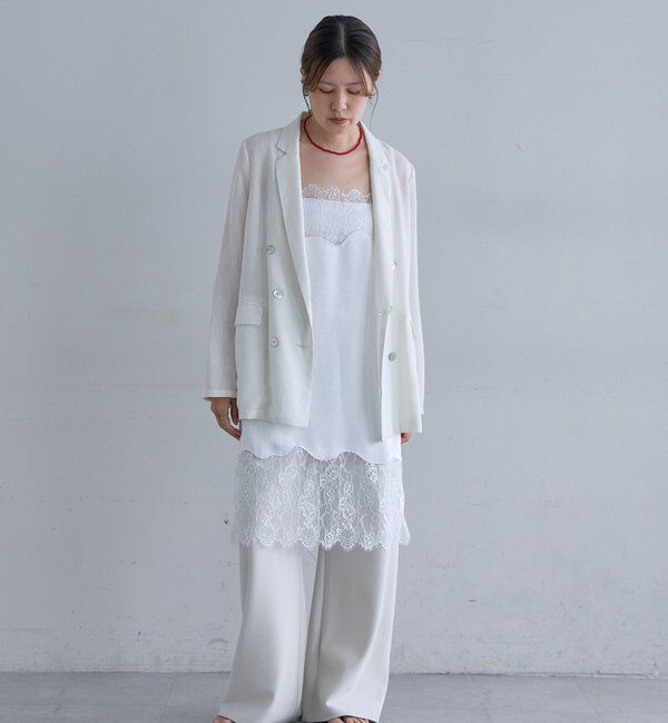  「サテン&times;ウェーブレースチュニック」|シャツ・ブラウス|