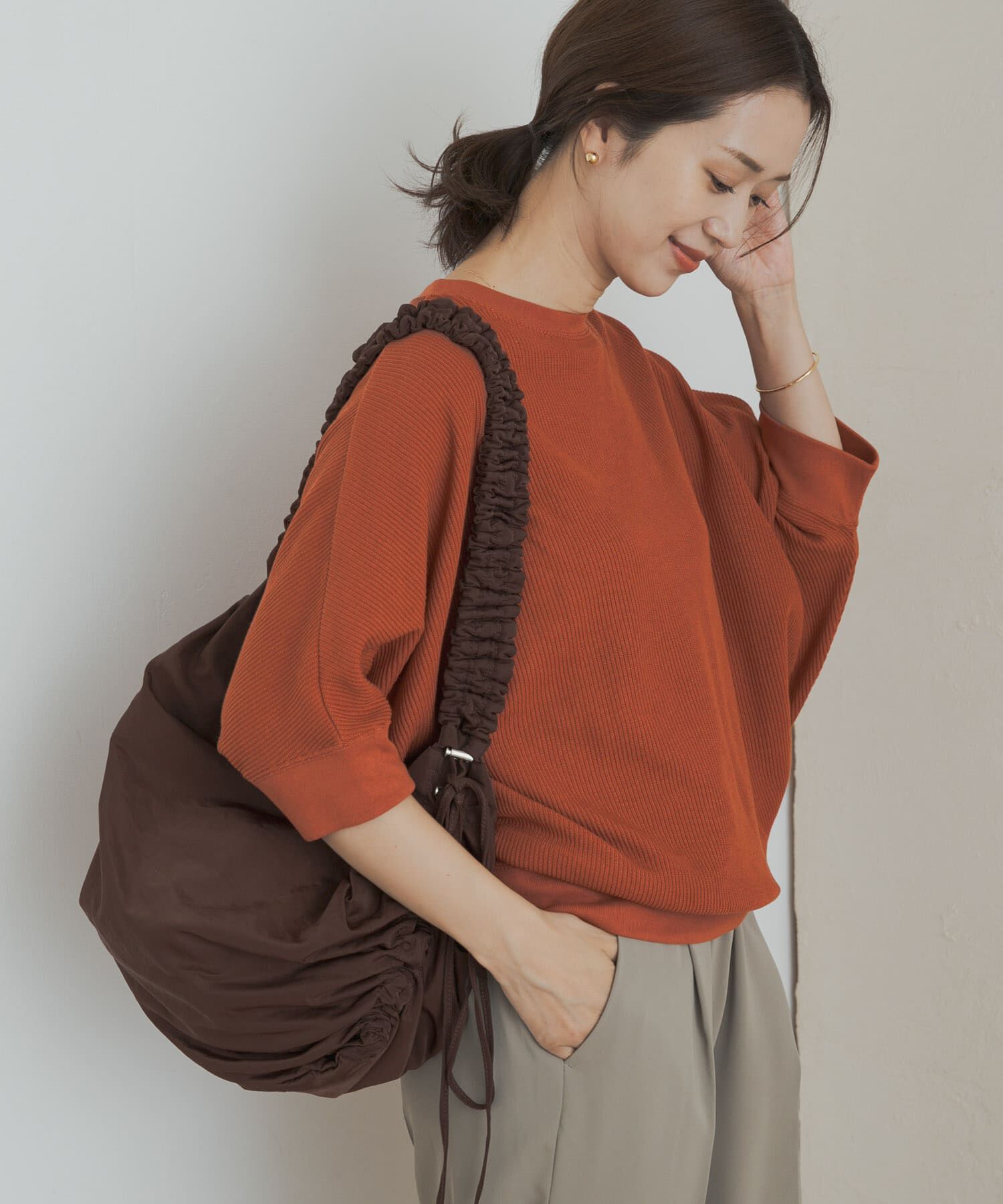 URBAN RESEARCH DOORS「タックフライスワイドTシャツ」|Tシャツ・カットソー|オレンジ系その他
