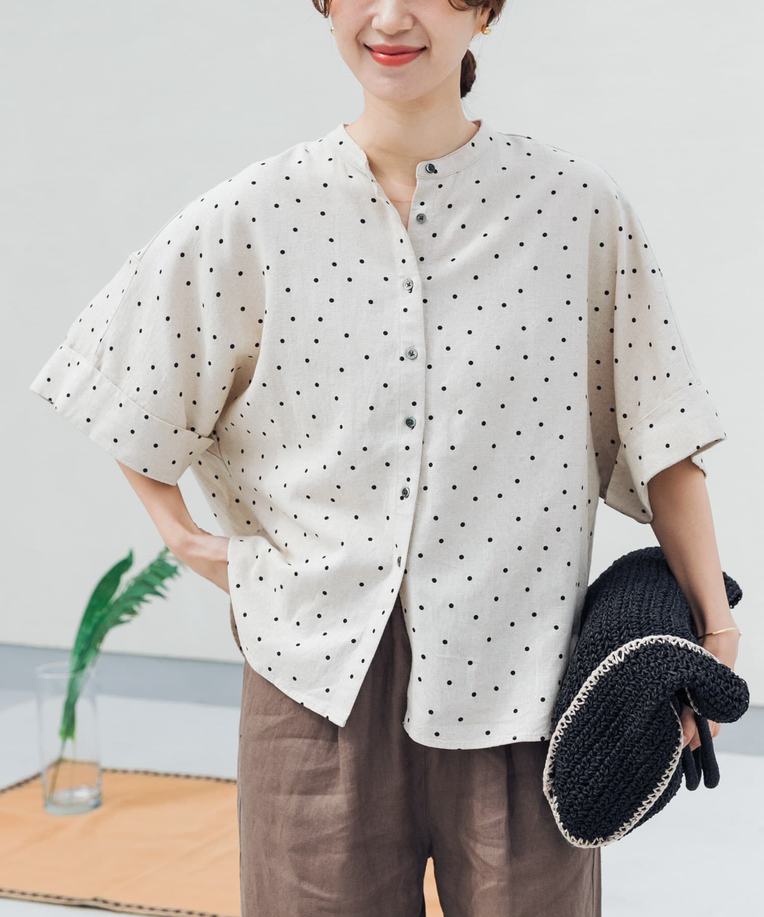 URBAN RESEARCH DOORS「リネンリヨセルドットドルマンシャツ」|シャツ・ブラウス|ナチュラル