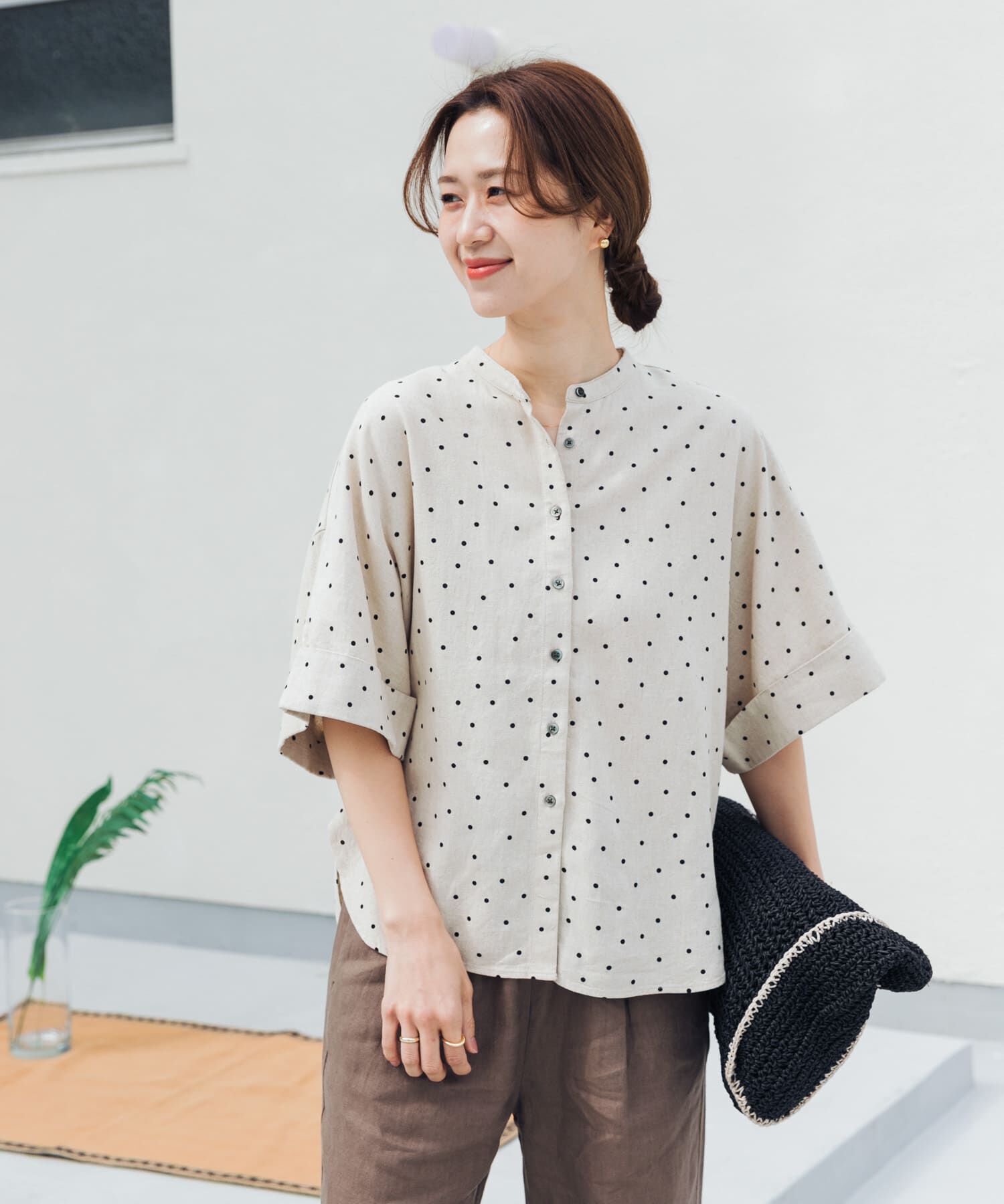 URBAN RESEARCH DOORS「リネンリヨセルドットドルマンシャツ」|シャツ・ブラウス|