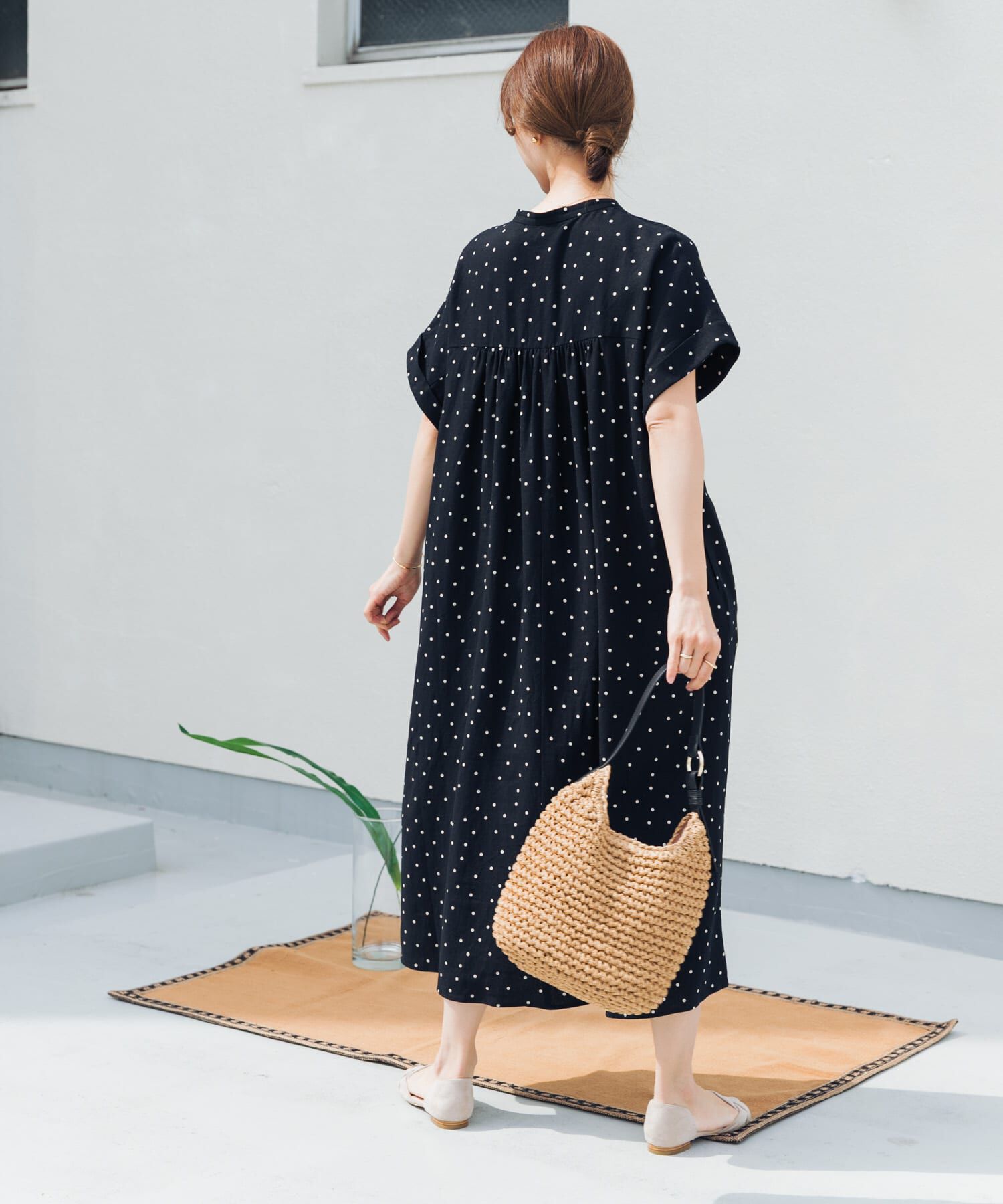 URBAN RESEARCH DOORS「リネンリヨセルドットワンピース」|ワンピース|