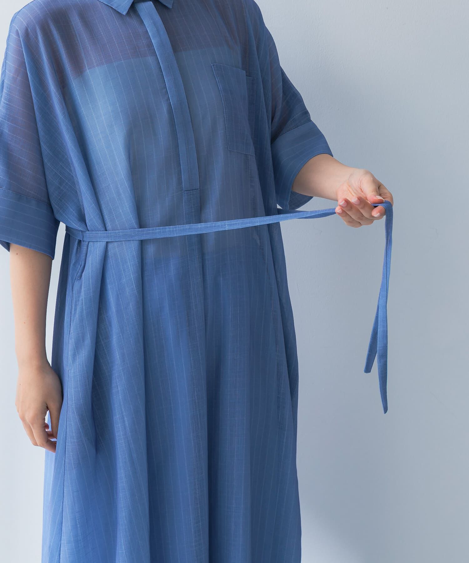 URBAN RESEARCH ROSSO「セミシアー5分袖シャツワンピース」|ワンピース|