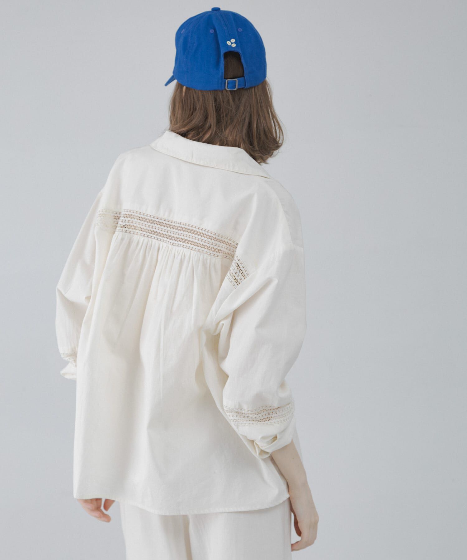 Sonny Label 「ブロッキングレースコットンシャツジャケット」|ノーカラーコート|