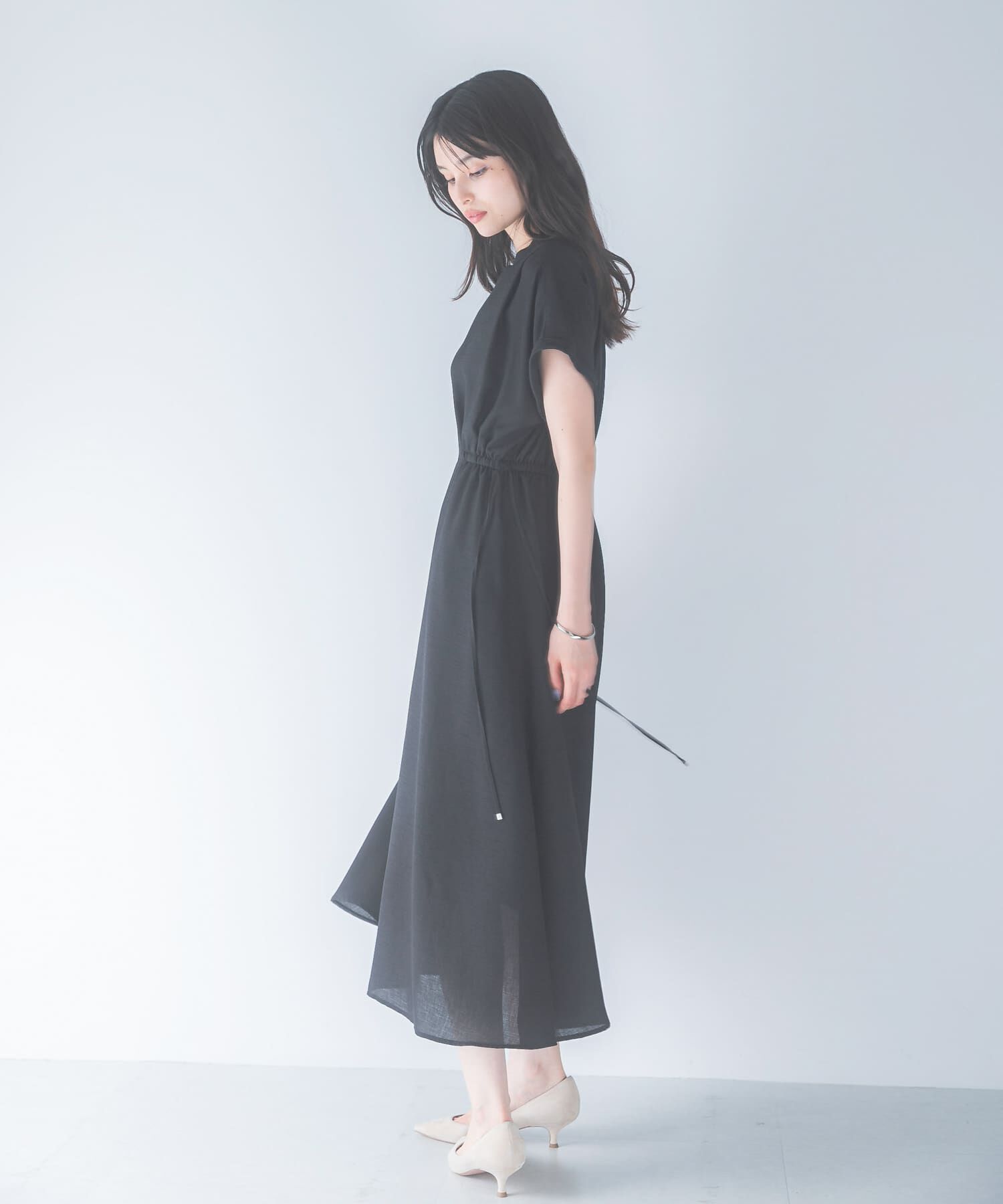 URBAN RESEARCH ROSSO「ウォッシャブルセミシアー2WAYネックワンピース」|ワンピース|