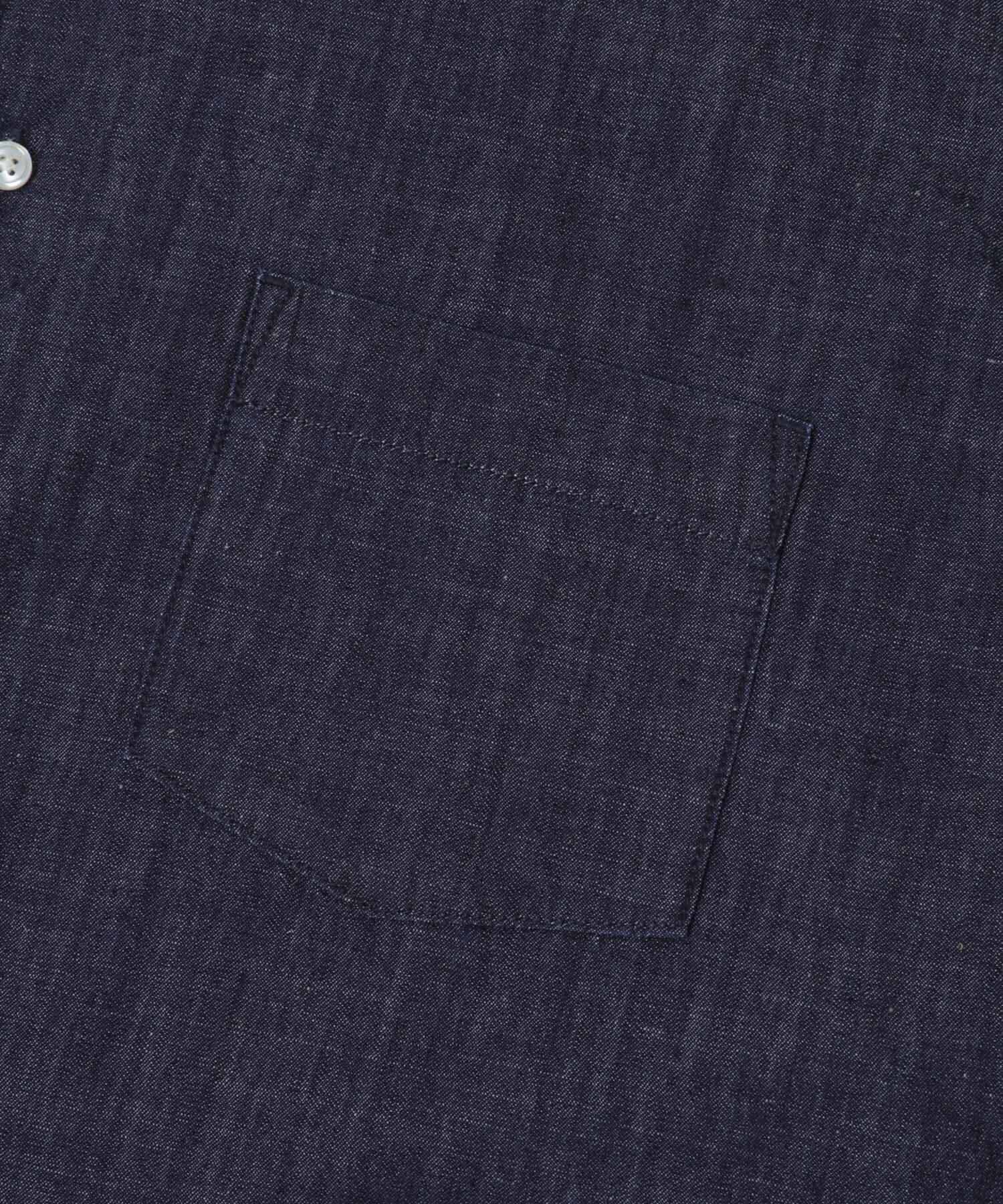 URBAN RESEARCH DOORS「リネンブレンド デニムバンドショートスリーブシャツ」|シャツ・ブラウス|