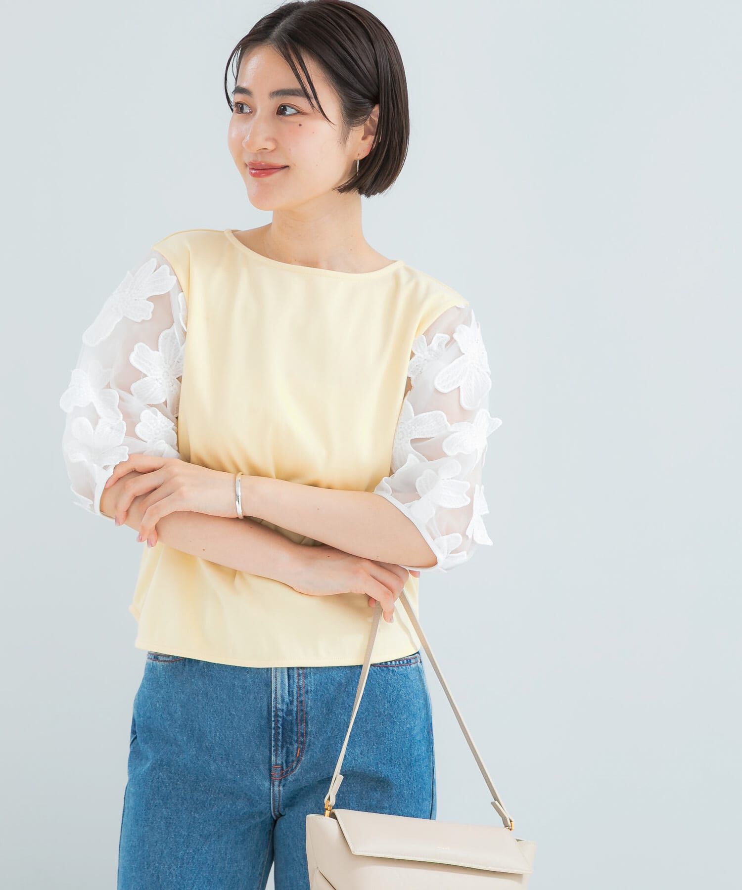 URBAN RESEARCH ROSSO「『WEB限定』フラワードッキングカットソー」|Tシャツ・カットソー|