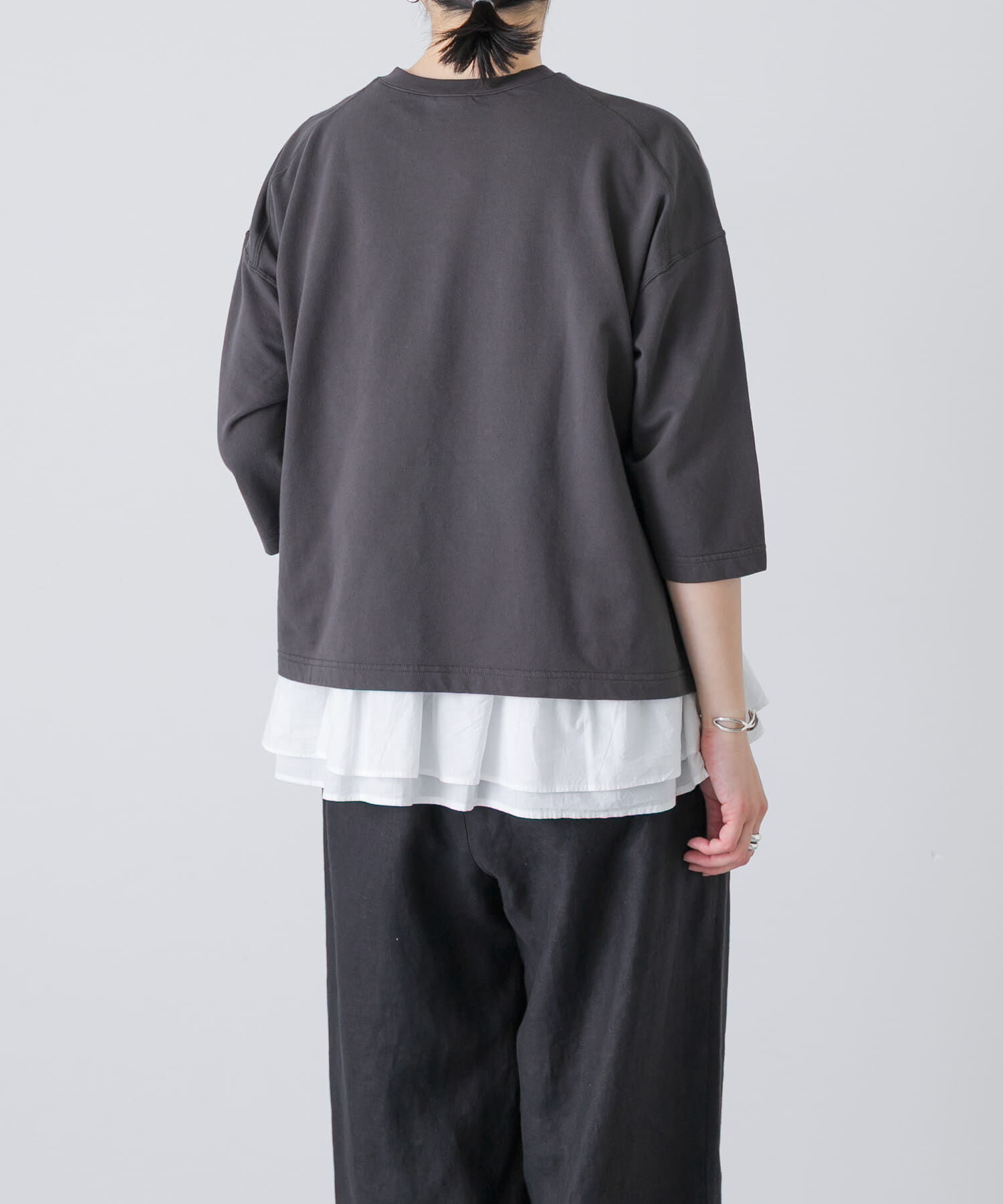 かぐれ「コットンインレー6分袖プルオーバー」|Tシャツ・カットソー|