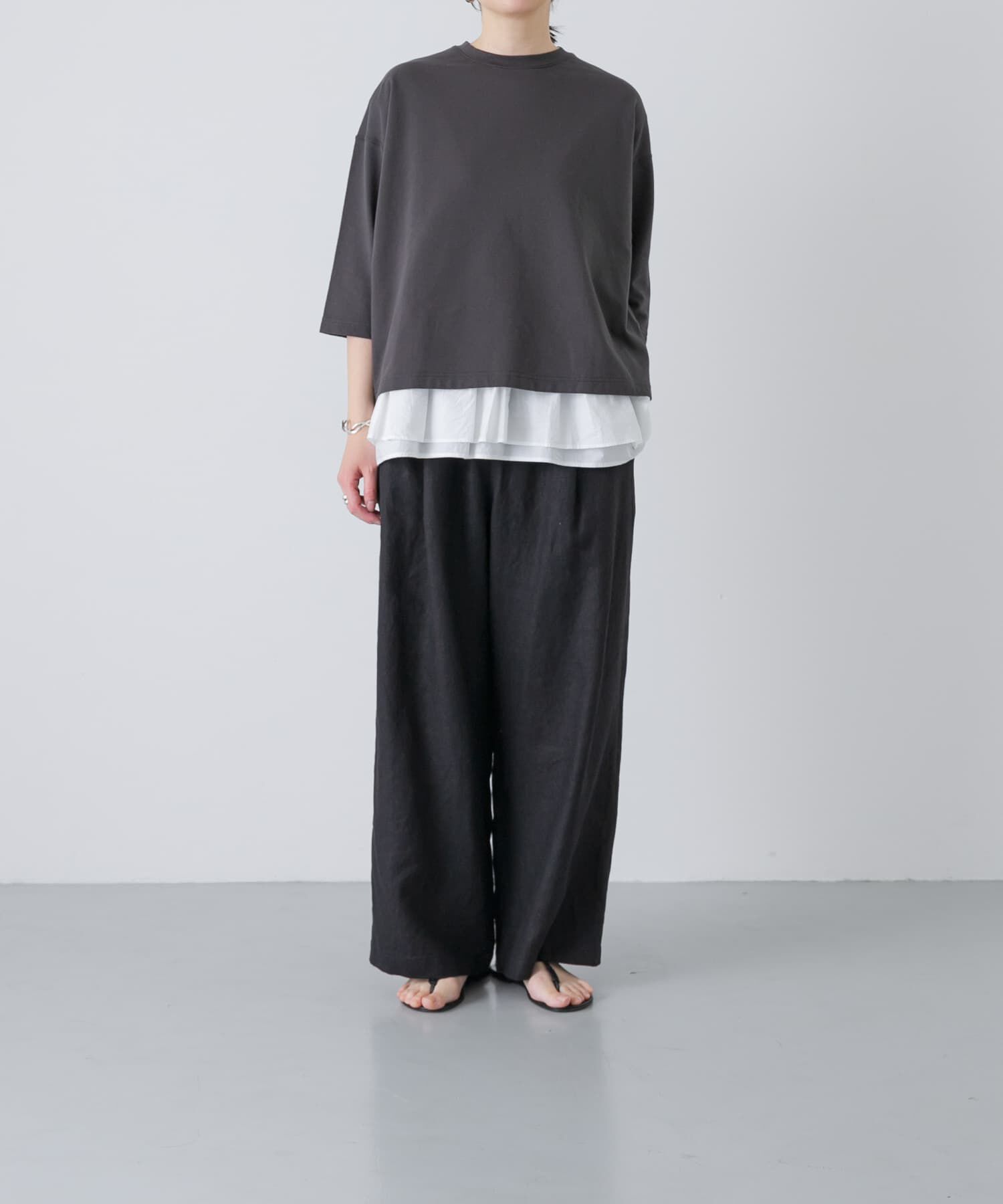 かぐれ「コットンインレー6分袖プルオーバー」|Tシャツ・カットソー|