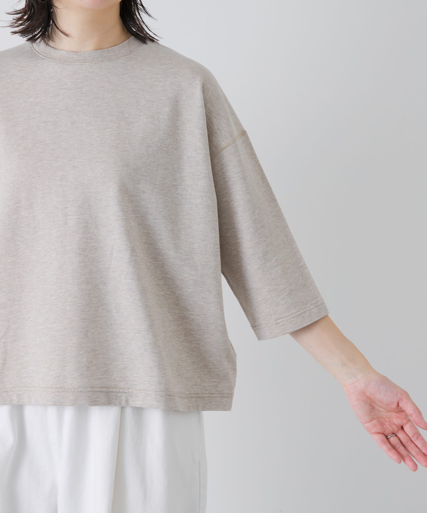 かぐれ「コットンインレー6分袖プルオーバー」|Tシャツ・カットソー|