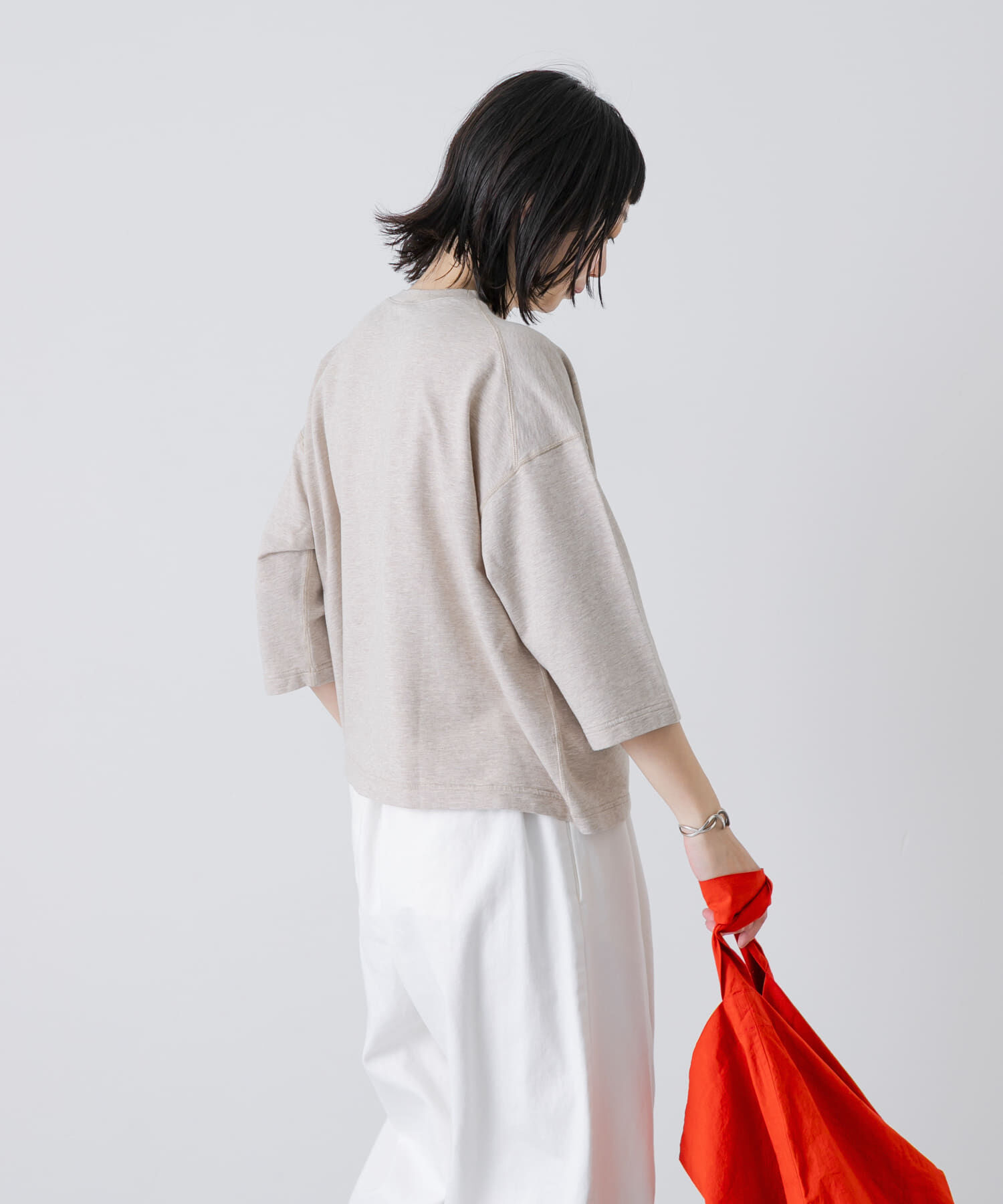 かぐれ「コットンインレー6分袖プルオーバー」|Tシャツ・カットソー|