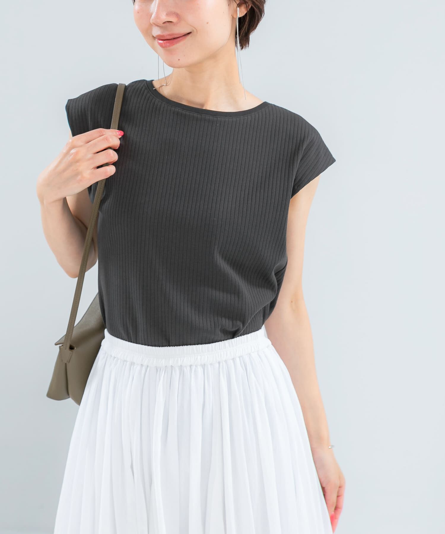 URBAN RESEARCH ROSSO「汗染防止 フレンチリブTシャツ」|Tシャツ・カットソー|チャコールグレー