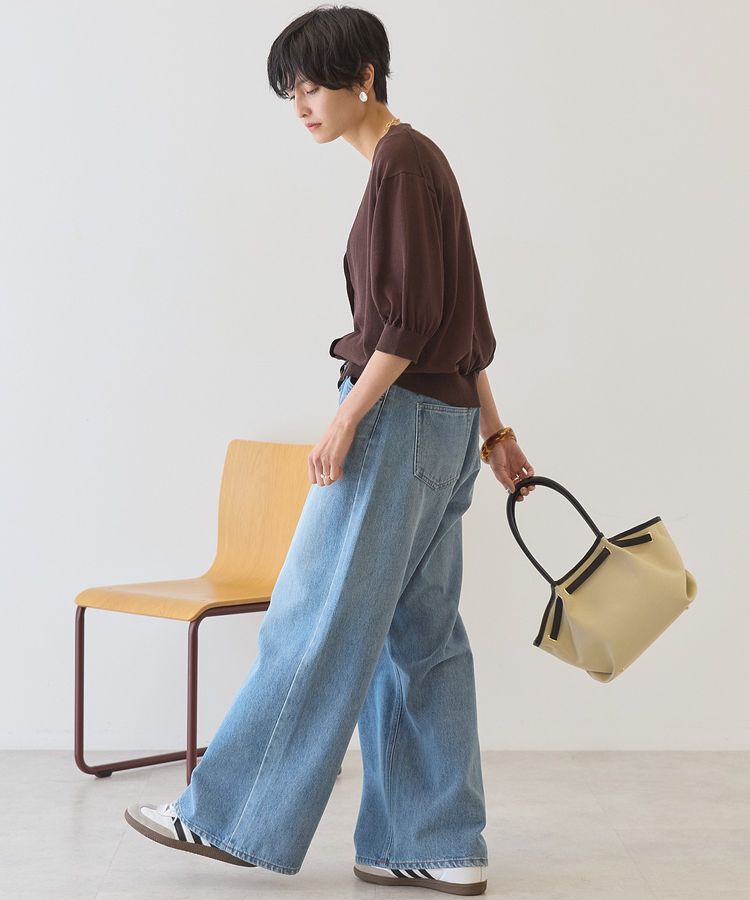 AMERICAN HOLIC「【抗菌防臭】5分袖シアーVネックニットカーディガン」|カーディガン|