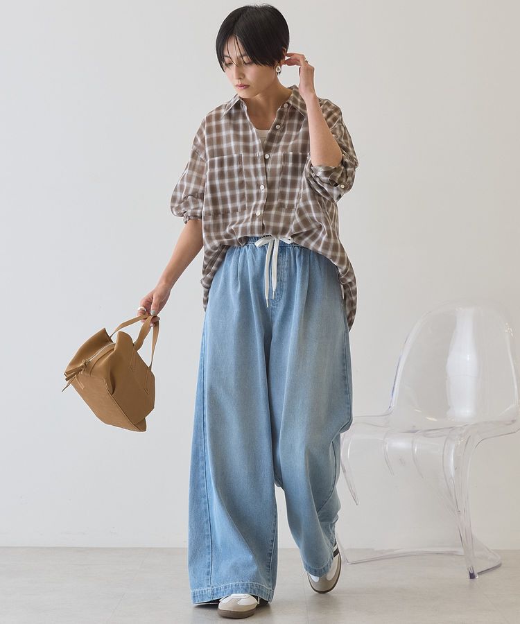 AMERICAN HOLIC「【接触冷感・イージーケア】シアーチェックシャツ」|シャツ・ブラウス|