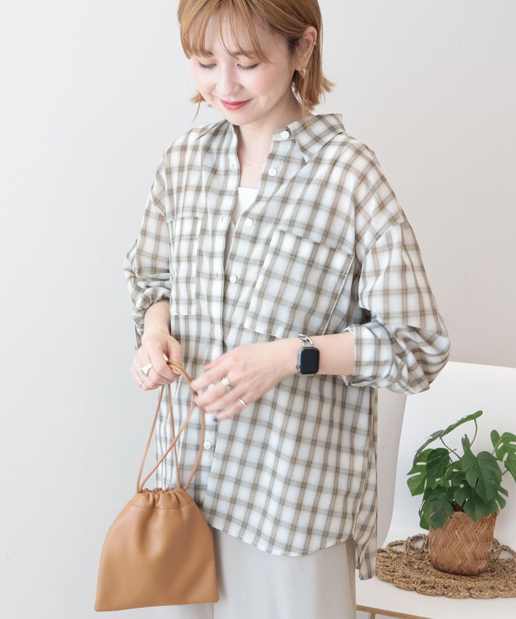 AMERICAN HOLIC「【接触冷感・イージーケア】シアーチェックシャツ」|シャツ・ブラウス|Light beige
