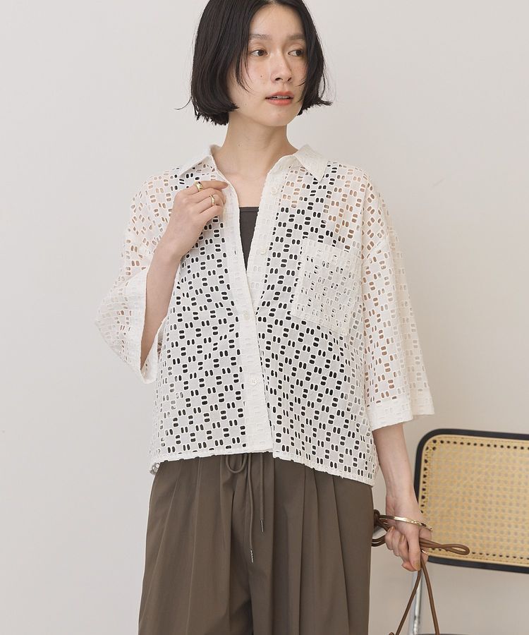 AMERICAN HOLIC「刺繍ショート半袖シャツ」|シャツ・ブラウス|