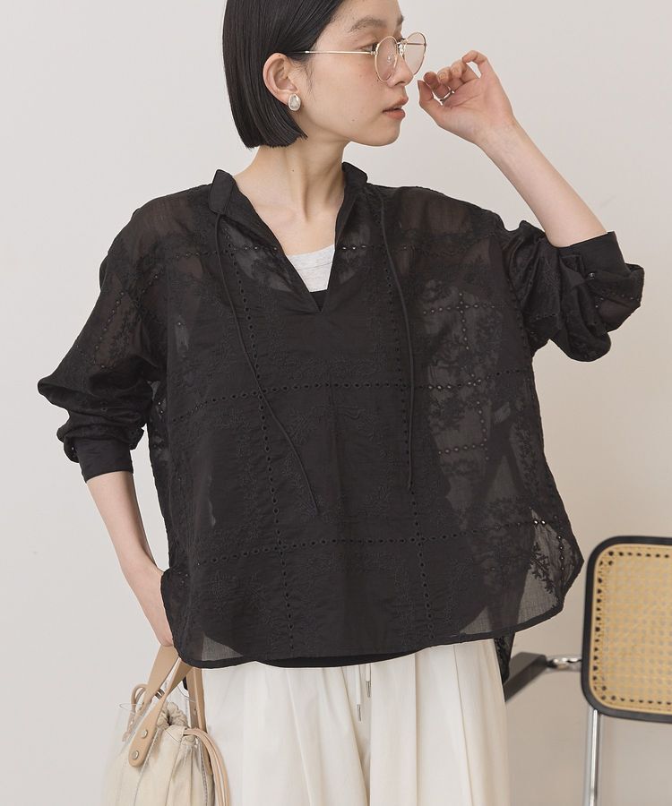 AMERICAN HOLIC「スキッパーレースブラウス」|シャツ・ブラウス|Black