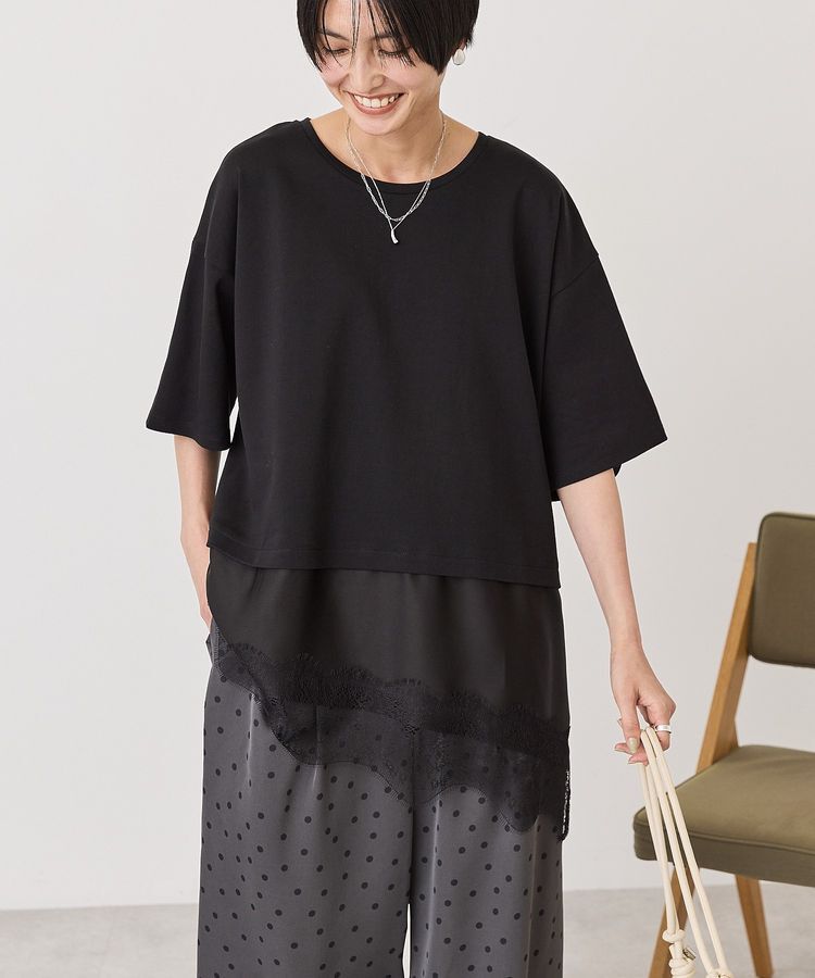 AMERICAN HOLIC「レースドッキングTシャツ」|Tシャツ・カットソー|