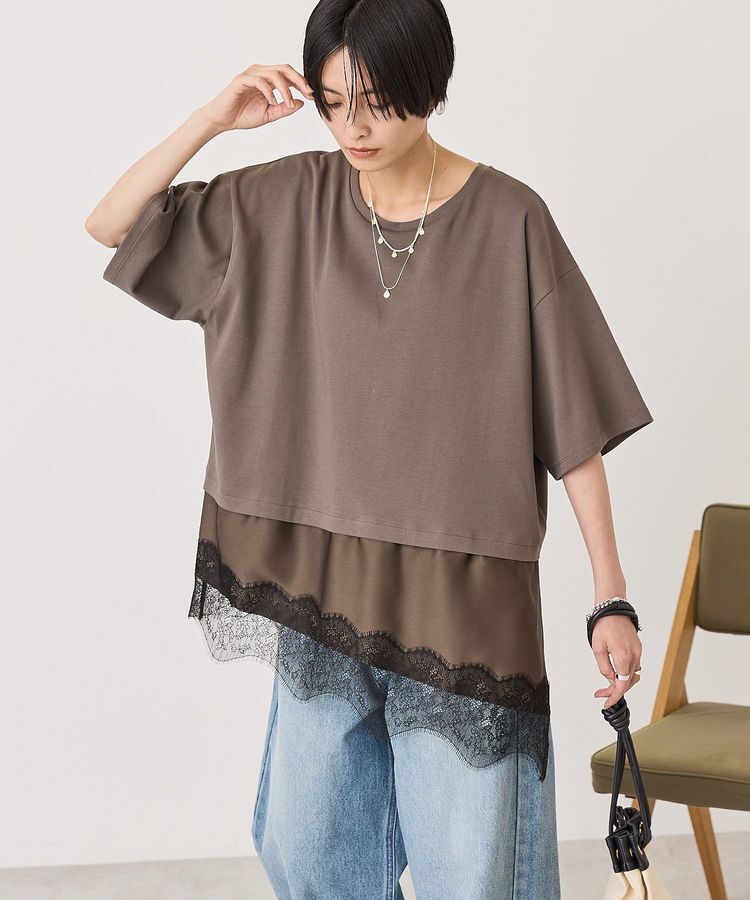 AMERICAN HOLIC「レースドッキングTシャツ」|Tシャツ・カットソー|