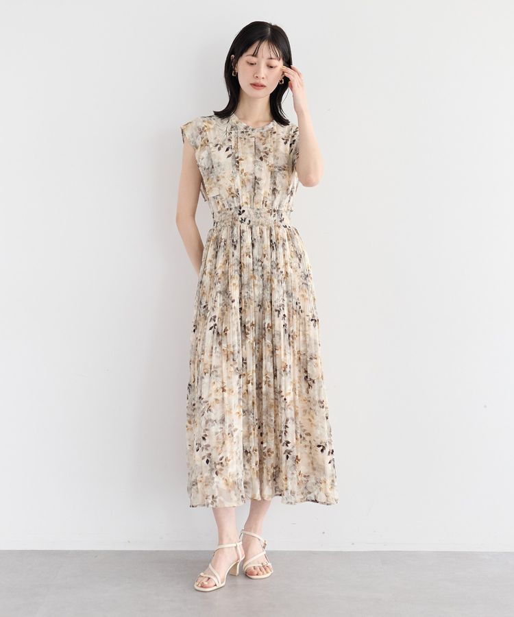 YECCA VECCA「ぼかし柄プリーツワンピース」|ワンピース|