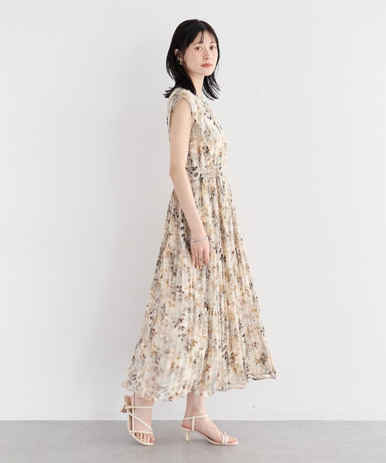 YECCA VECCA「ぼかし柄プリーツワンピース」|ワンピース|