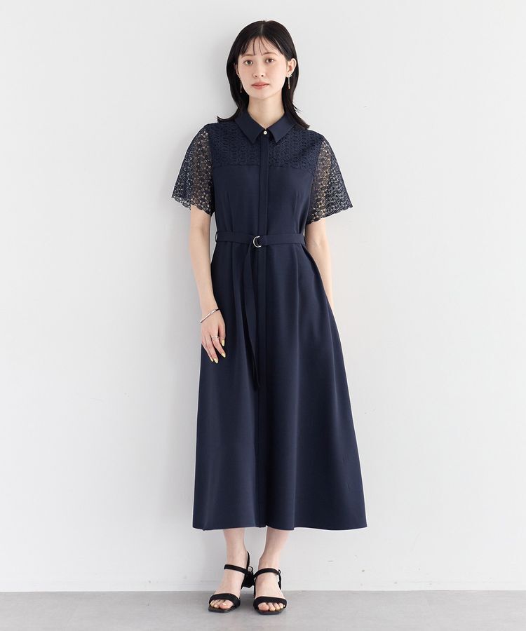 YECCA VECCA「レース切替ワンピース」|ワンピース|Navy